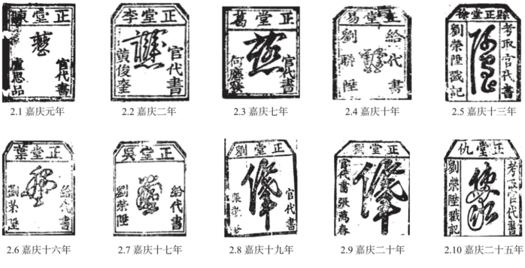 清代嘉庆时期巴县（今重庆）官代书戳记样式