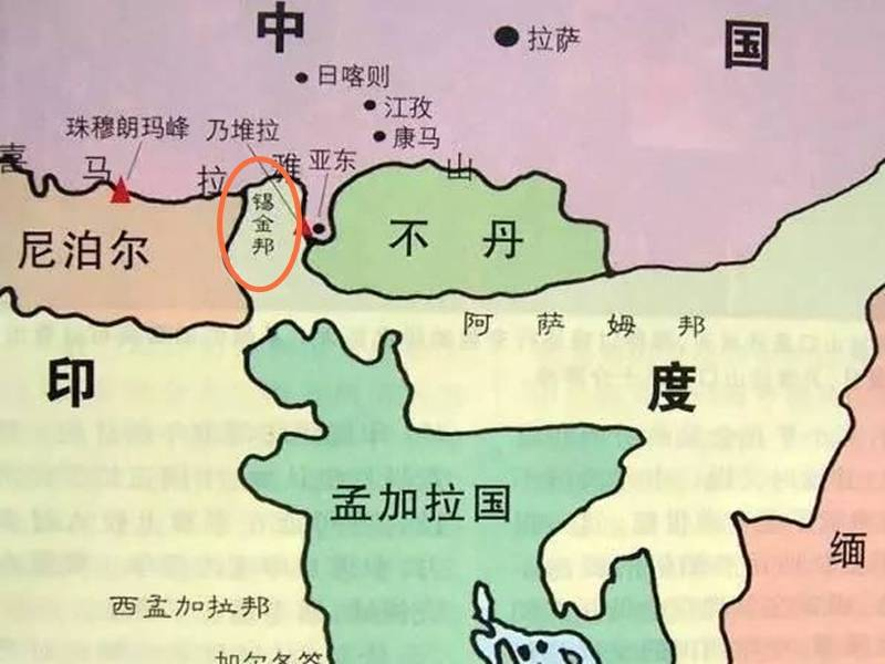 ▲现在中国地图上的锡金邦