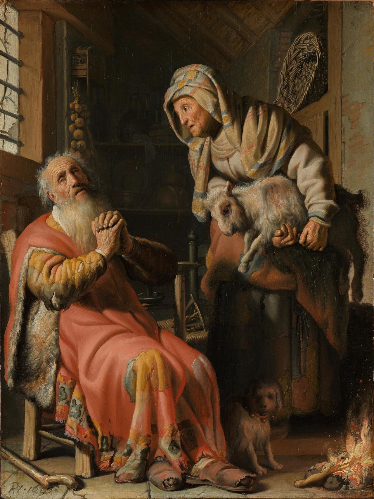 伦勃朗，《陀必和亚纳与小山羊》，1626年，阿姆斯特丹国立博物馆藏