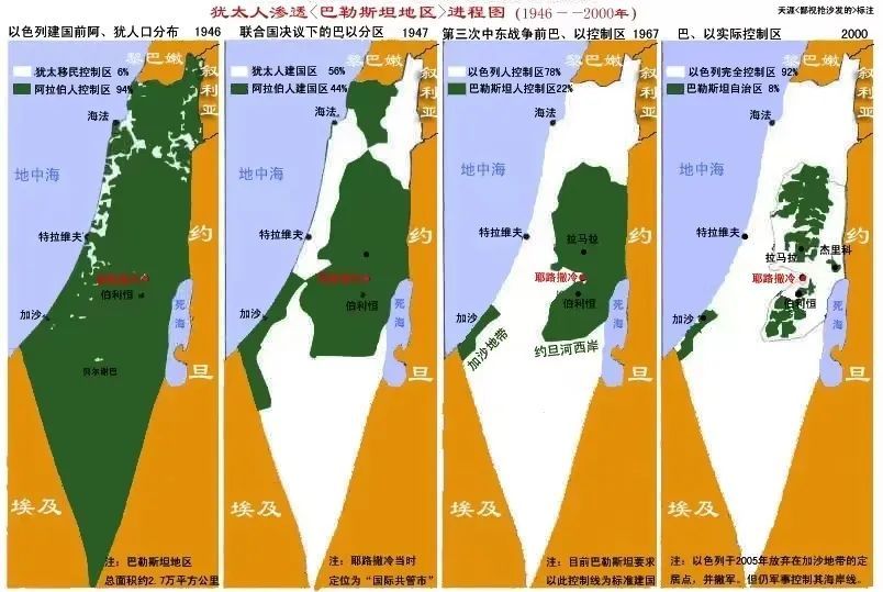 ▲以色列蚕食巴勒斯坦领土
