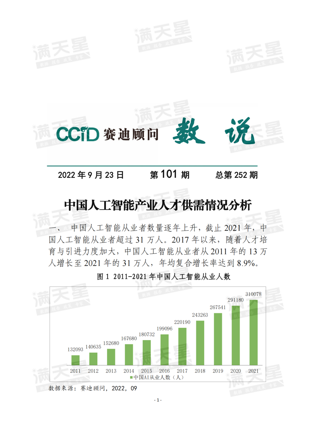 经典回顾｜中国人工智能产业人才供需情况分析（数说2022年第101期（总第252期））
