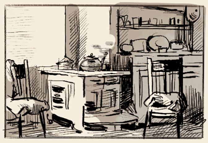 根据蒙哥马利日记中的一段描绘创作的速写动画(截屏)