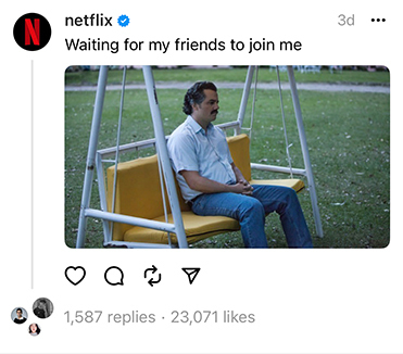 netflix在首条推文里玩起了“等人”梗，图源：Threads @Netflix US