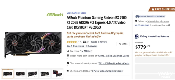 显卡降价潮来临?AMD RX 7900 XT海外降至779美元!