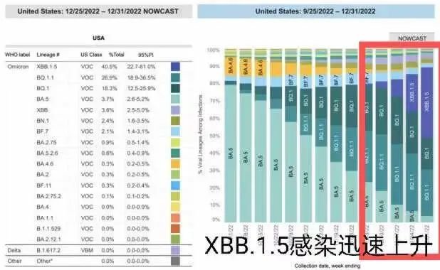 图为美国每周监测新冠毒株比例图|图源美国疾控中心官网