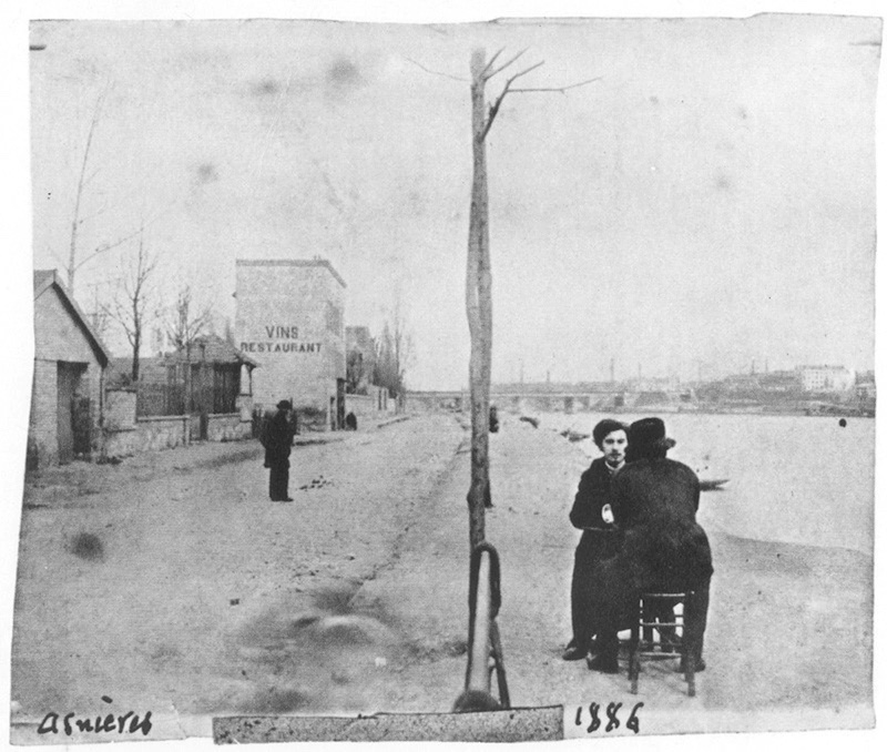 大約1886-1887年，梵高(背影)與伯納德在庫爾貝瓦