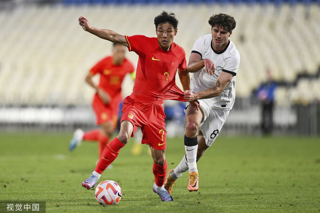 当地时间2023年3月23日,新西兰奥克兰。2023足球友谊赛,中国男足0-0新西兰。