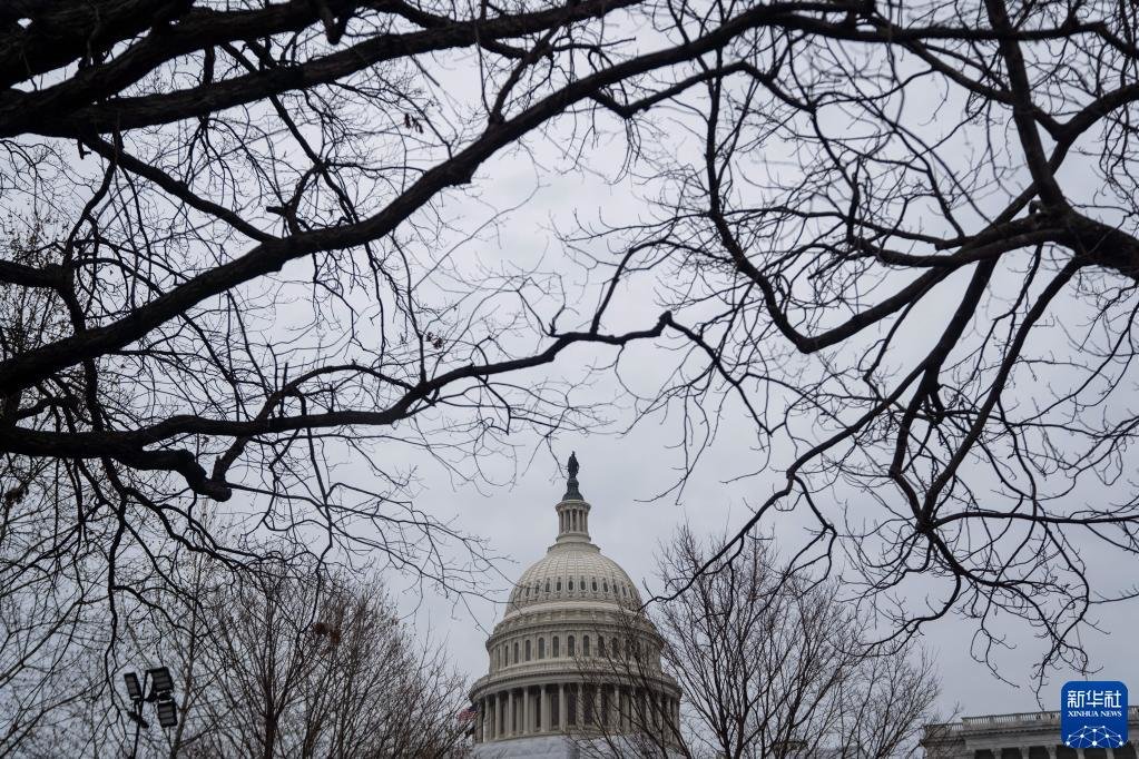 这是1月3日在美国首都华盛顿拍摄的国会大厦。新华社记者 刘杰 摄