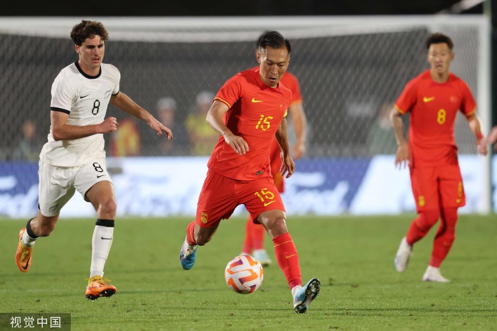 当地时间2023年3月23日,新西兰奥克兰。2023足球友谊赛,中国男足0-0新西兰。