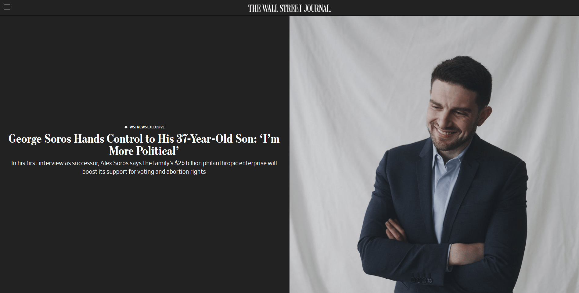 索罗斯小儿子“接班”，自称比父亲“更加政治化”_凤凰网