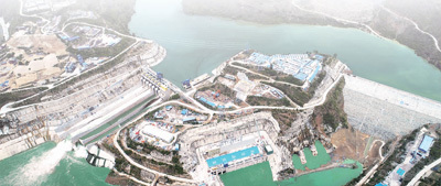 在巴基斯坦旁遮普省拍摄的卡洛特水电站。中国三峡集团供图
