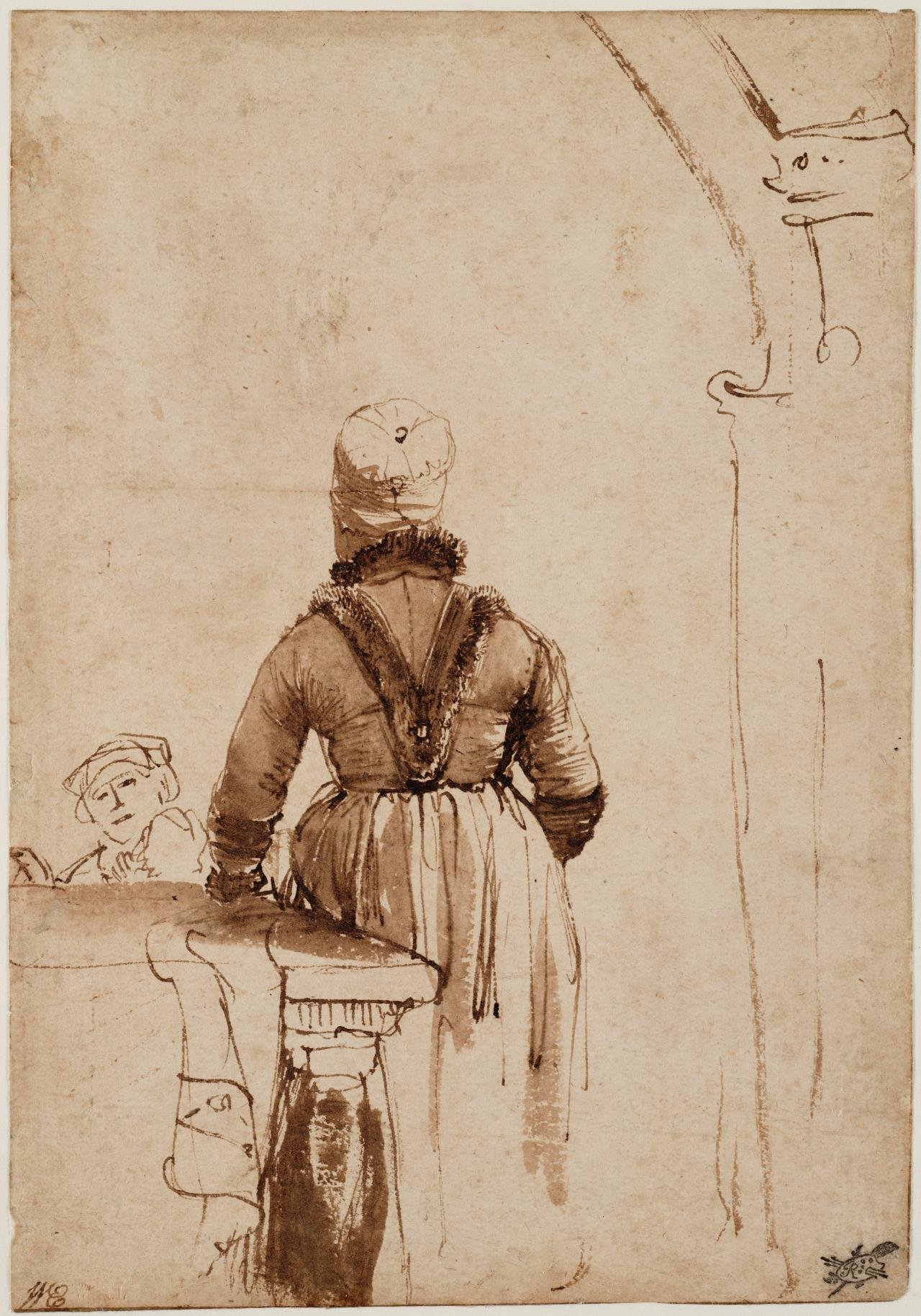 伦勃朗，《穿荷兰服饰女人的背影》，1640-1645年
