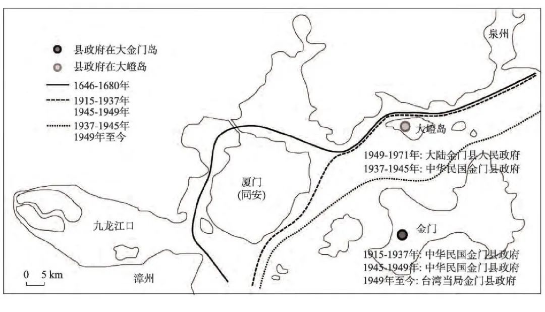 图2 金门县域边界演变示意