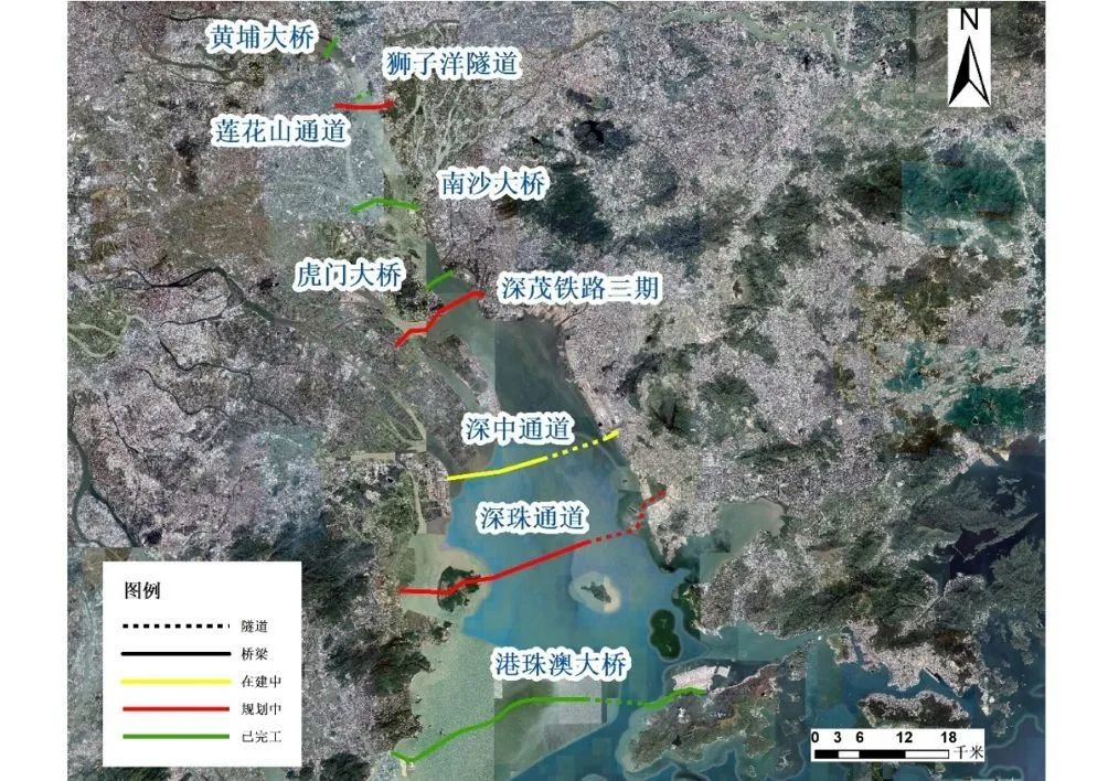珠江口主要通道示意图