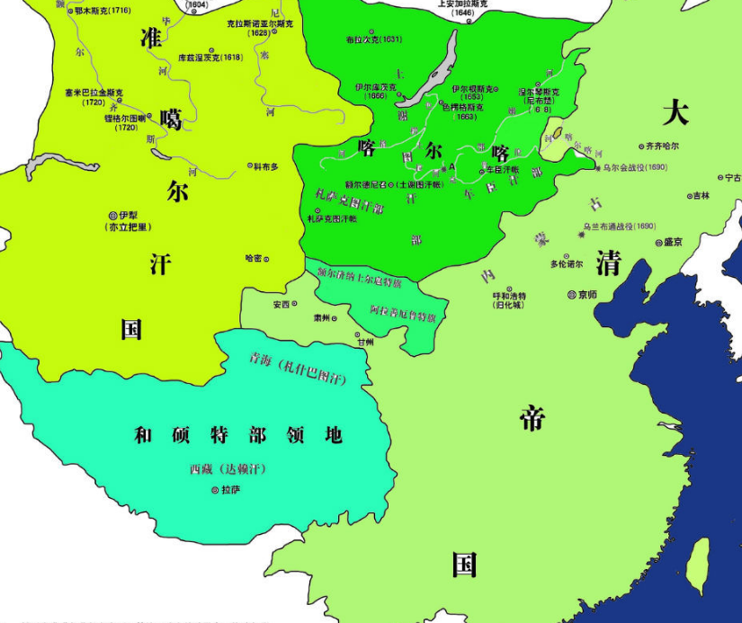 ▲和硕特部领地