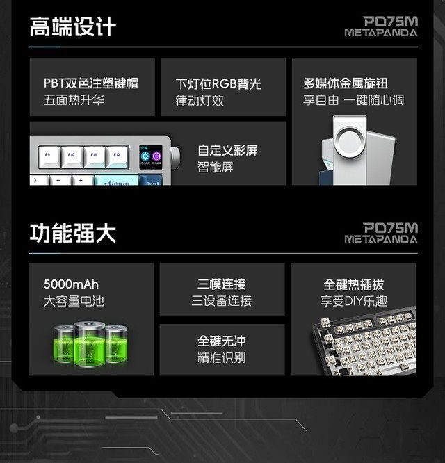 国风再添新品!玄派新品玄熊猫PD75M铝坨坨键盘双十二首发上市