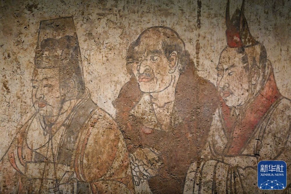 这是在陕西历史博物馆拍摄的唐章怀太子墓《客使图》(局部)(5月11日