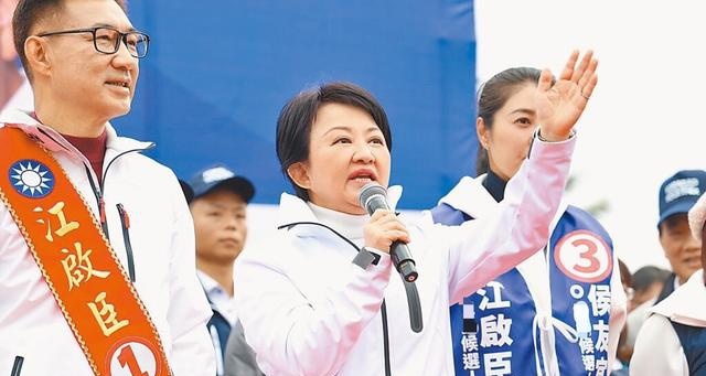 卢秀燕23日为江启臣辅选 资料图 图源台媒