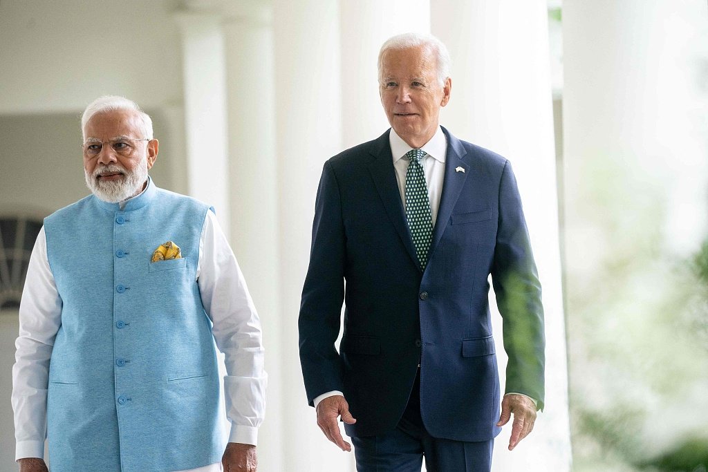 当地时间2023年6月22日，美国华盛顿特区，拜登会见来访的印度总理莫迪。（视觉中国）