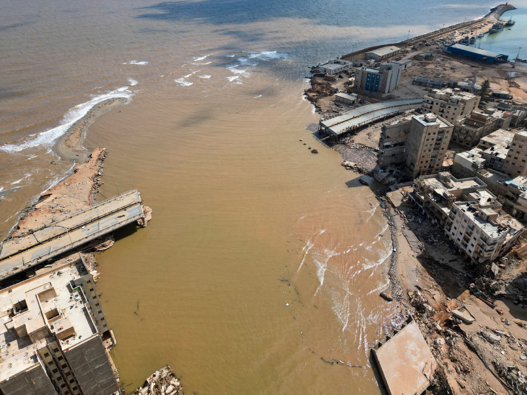 当地时间2023年9月20日，利比亚德尔纳，飓风“丹尼尔”10日在利比亚登陆并引发洪水，德尔纳市灾情最为严重，桥梁被冲毁。本文图片均为IC 图