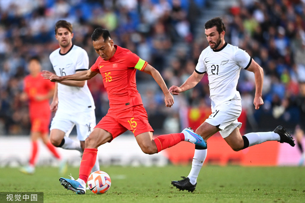 当地时间2023年3月23日,新西兰奥克兰。2023足球友谊赛,中国男足0-0新西兰。