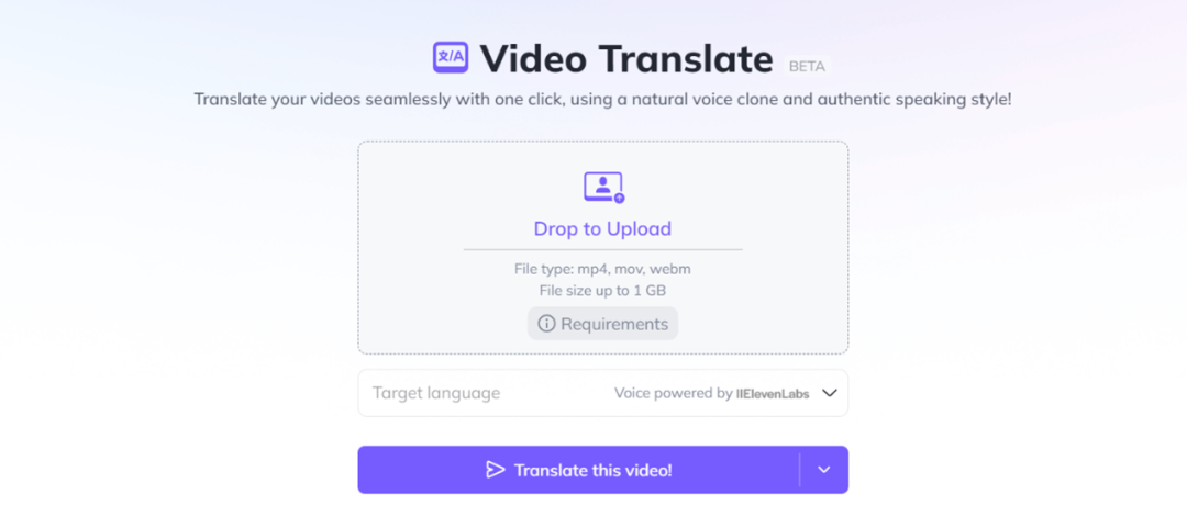 利用Heygen，只需上传视频并选择语言便可以达到改变视频语言的效果。