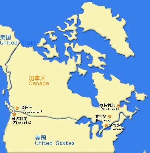 ▲加拿大的大城市主要在中东部