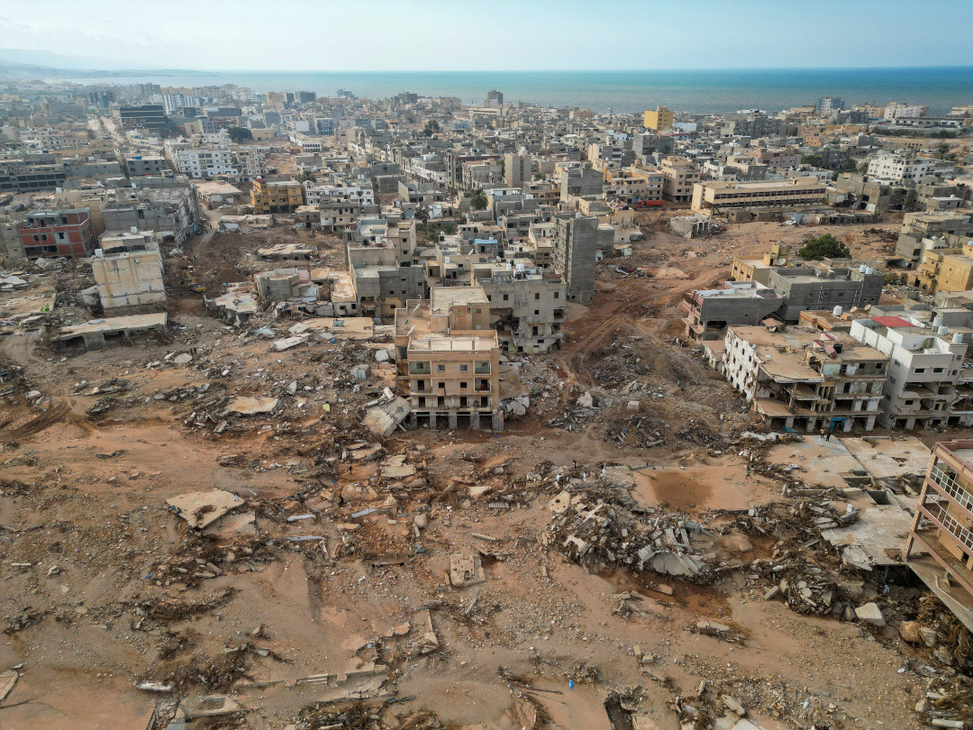 当地时间2023年9月17日，利比亚德尔纳，当地受灾严重。