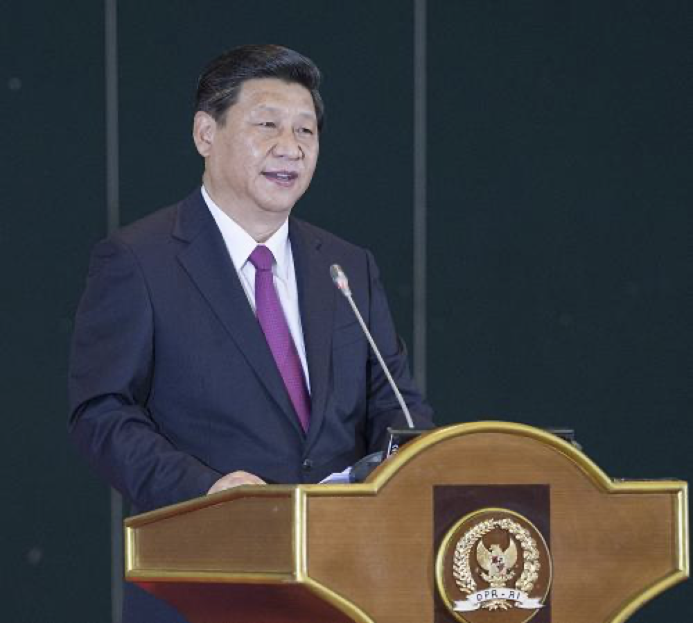 2013年10月3日，国家主席习近平在印度尼西亚国会发表题为《携手建设中国－东盟命运共同体》的重要演讲。新华社记者 王晔 摄