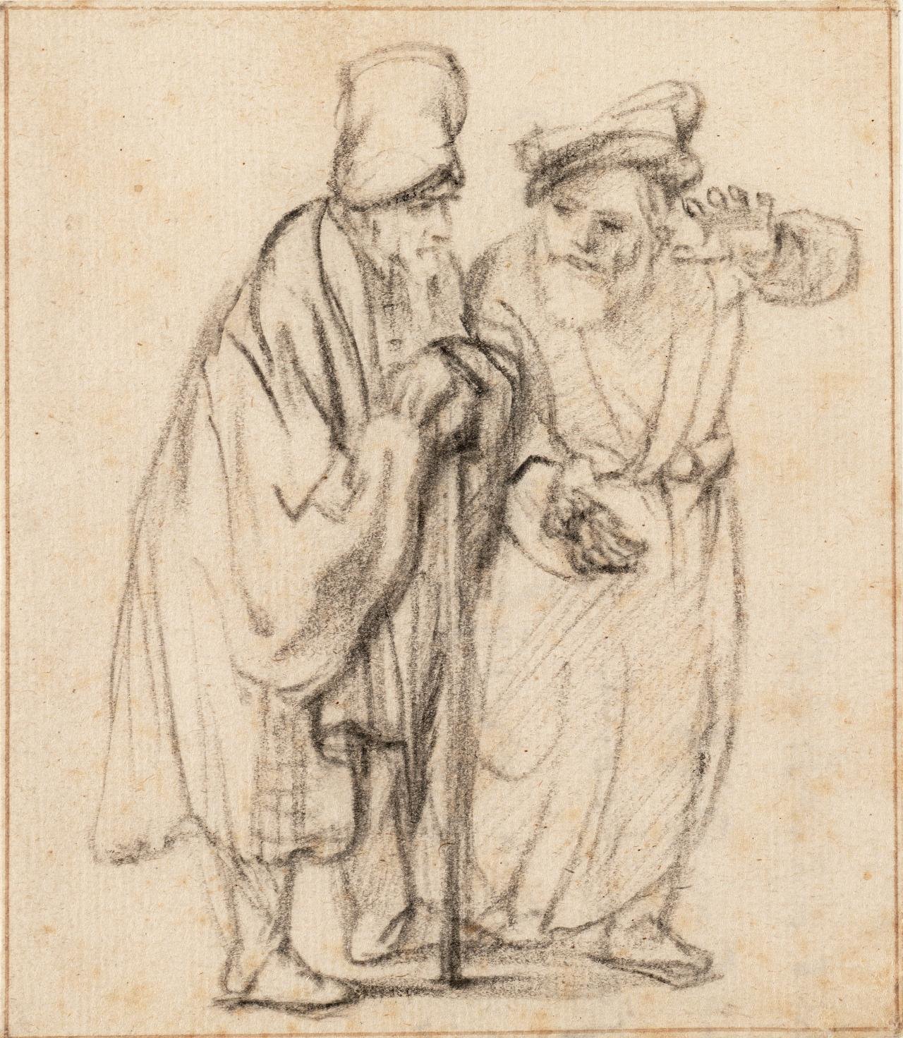 伦勃朗，《两个说话的人》，1640-1650年