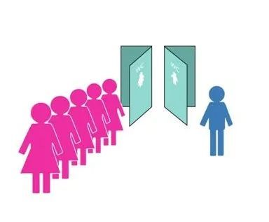 图为 排长队上厕所的女性