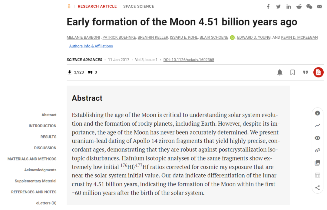 巴博尼团队在《科学进步》杂志上发布的文章标题及摘要截图。