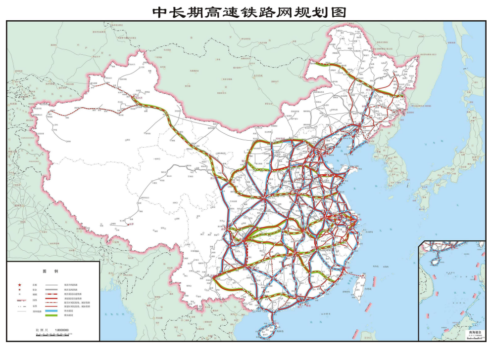 中长期高速铁路规划图。图源：《中长期铁路网规划》