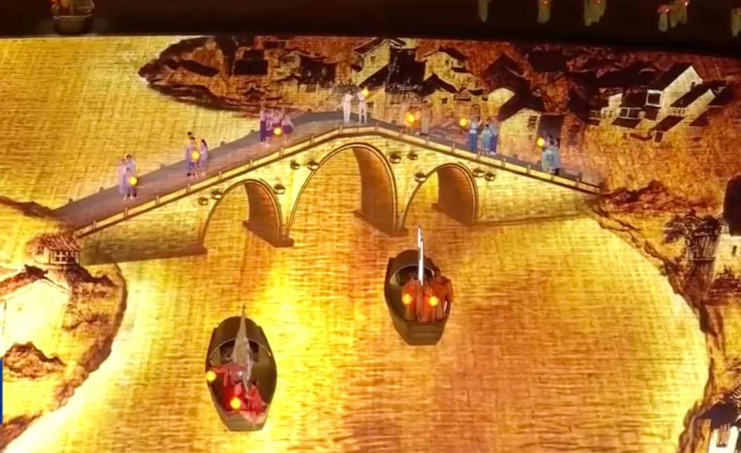 △9月23日,杭州第19届亚洲运动会开幕式现场的拱宸桥形象。