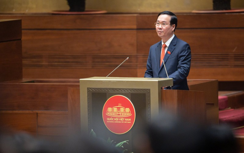 ◆越南国家主席武文赏就职后发表讲话。