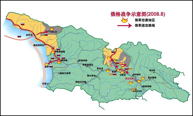 俄格战争示意图（图源：@大明号）