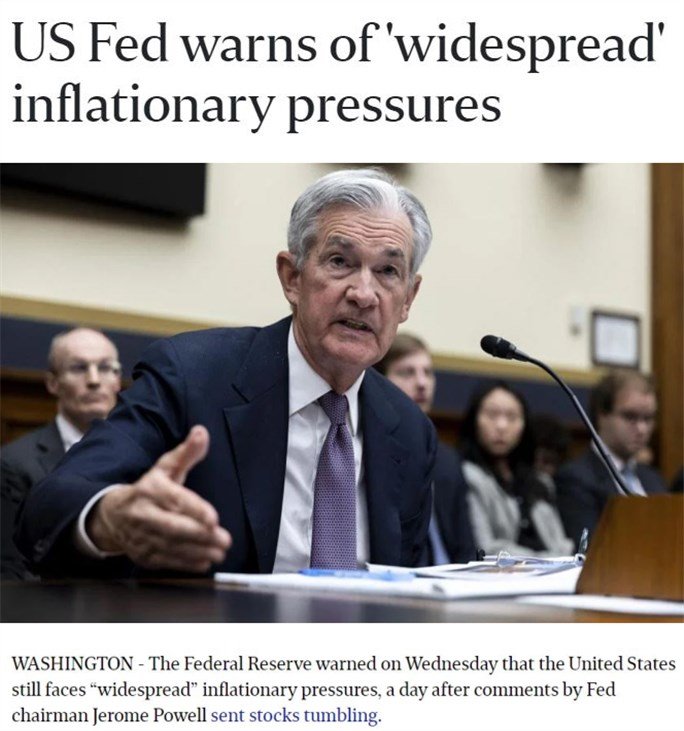 △《海峡时报》网站报道：美联储警告通胀压力“普遍存在”