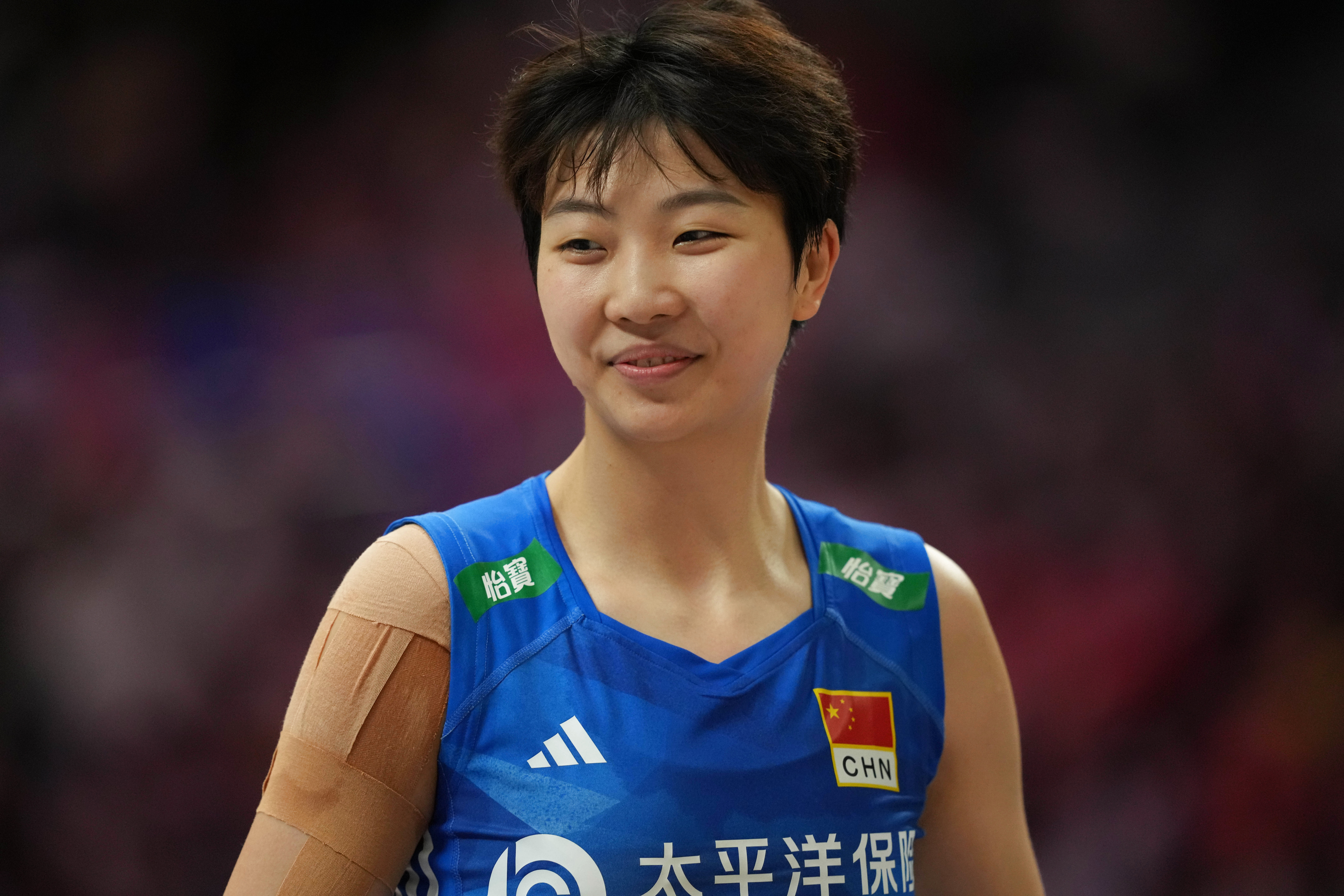 6月4日，袁心玥在日本名古屋举行的世界女排联赛分站赛中。新华社记者 张笑宇 摄