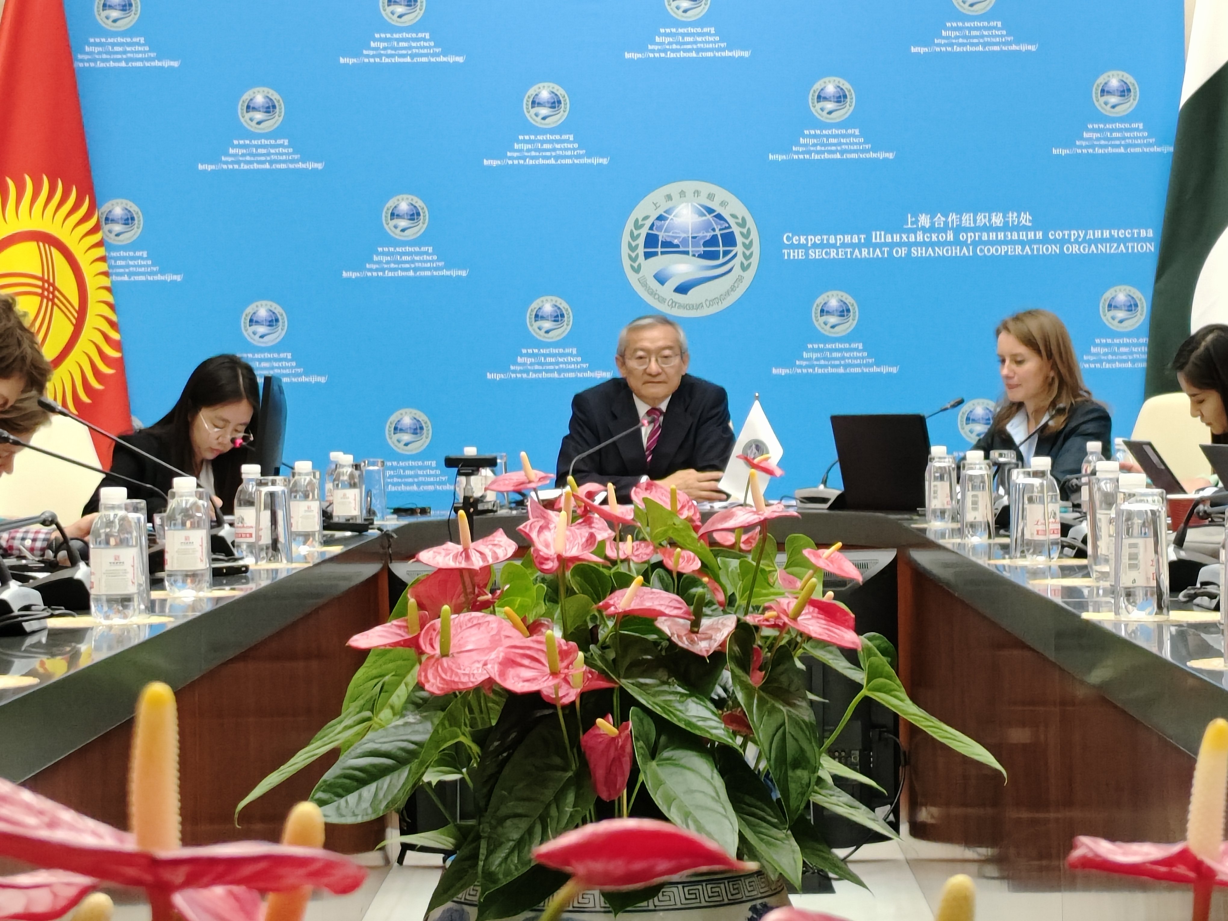 5月10日，上海合作组织秘书处召开介绍本次上合外长会成果的新闻发布会。澎湃新闻记者 王露 图