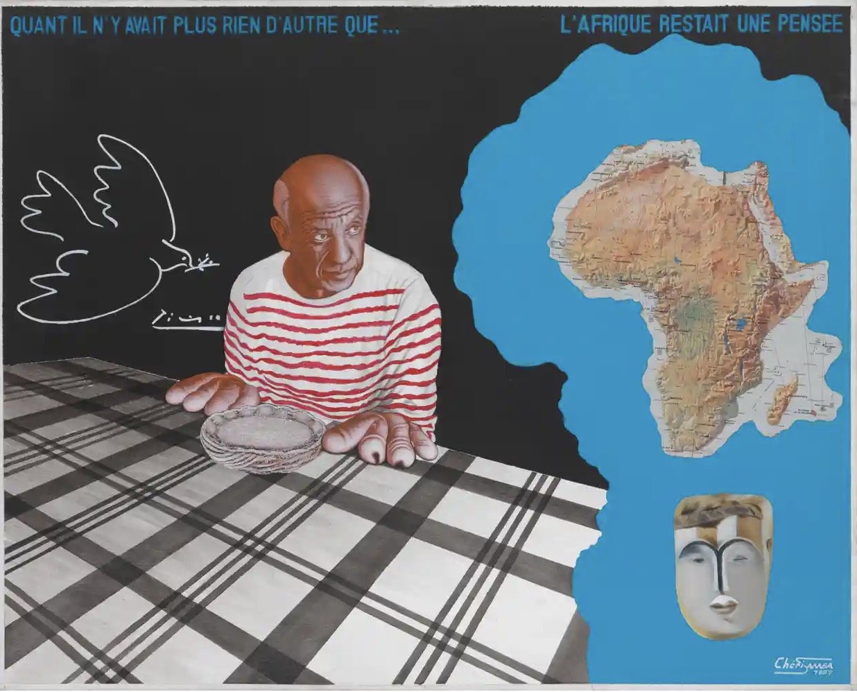 展览中，来自刚果民主共和国艺术家谢里·桑巴的作品。