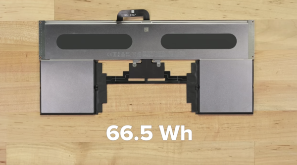 内部采用66.5Wh的电池