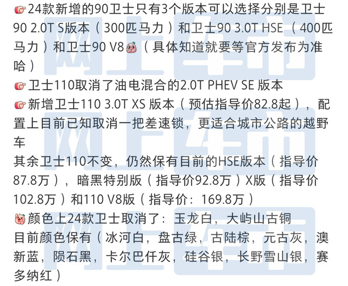 路虎2024款卫士8月25日上市 4S店起售价预计降5万-图1