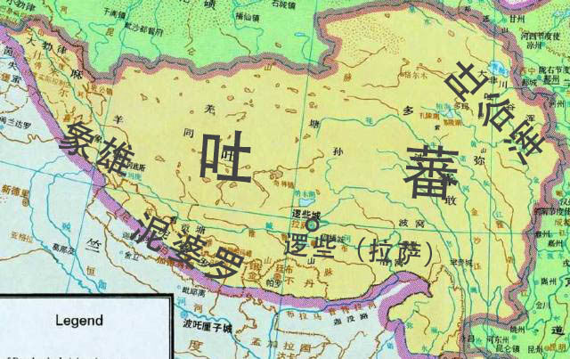 ▲鼎盛时期，尼罗婆、不丹、锡金均为吐蕃（黄色）属地