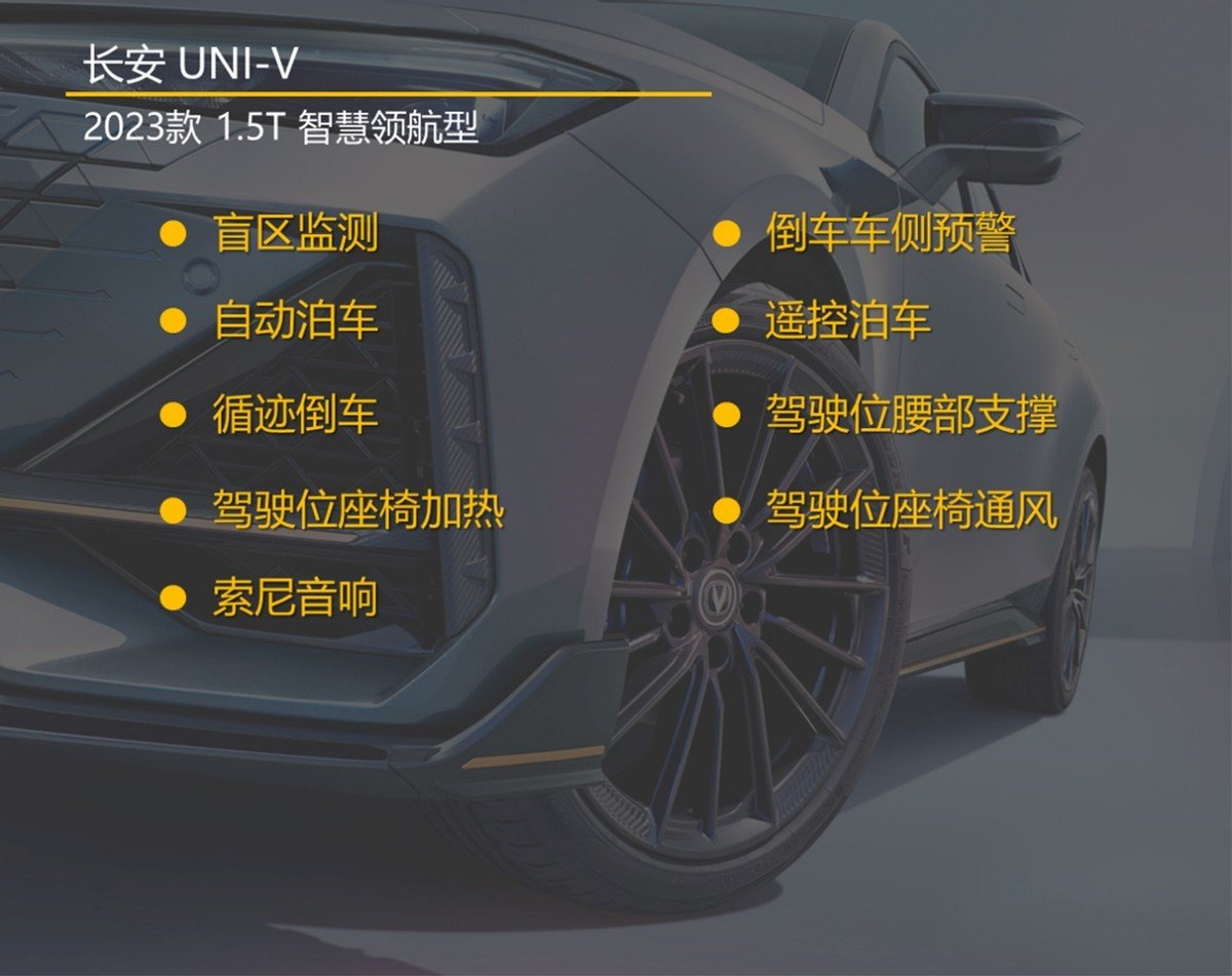 选配变标配 入门版就很不错 2023款长安UNI-V购车手册