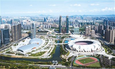 杭州奥体中心场馆群。新华社发