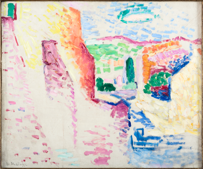 亨利&middot;马蒂斯，《科利尤尔镇，太阳街》，1905年夏 ，布面油彩，46.2 &times; 55 cm 。法国北方省省立马蒂斯美术馆，勒卡托-康布雷齐，地区美术馆购藏基金和遗产基金支持购藏，1996年，Inv. 1996-3-4。图片由法国北方省省立马蒂斯美术馆，菲利普&middot;伯纳德提供 。