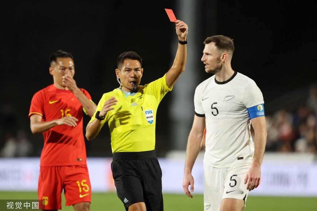 当地时间2023年3月23日,新西兰奥克兰。2023足球友谊赛,中国男足0-0新西兰。