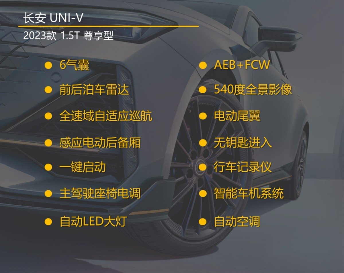 选配变标配 入门版就很不错 2023款长安UNI-V购车手册