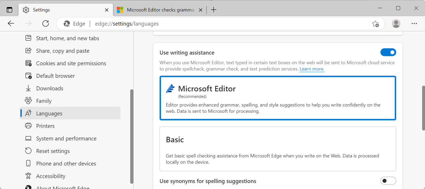edge writing assistance