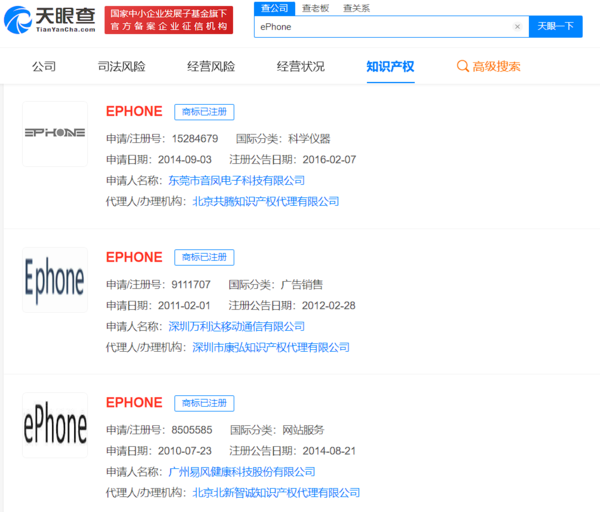 ePhone遭抢注